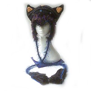 The Goth Kitty darkly sparkly ear flap hat.