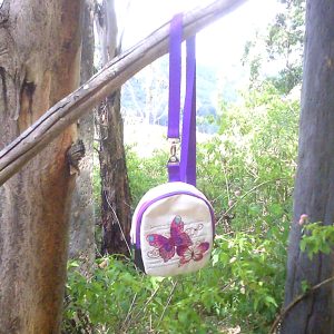 Butterfly Love genuine leather handmade embroidered sling bag
