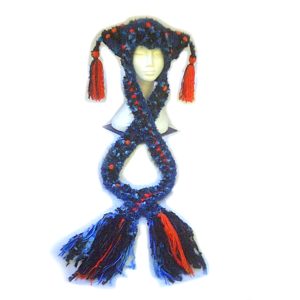Blue Opal Scart or hat scarf and combo. Handmade crochet wearable art accessory by Cerublu
